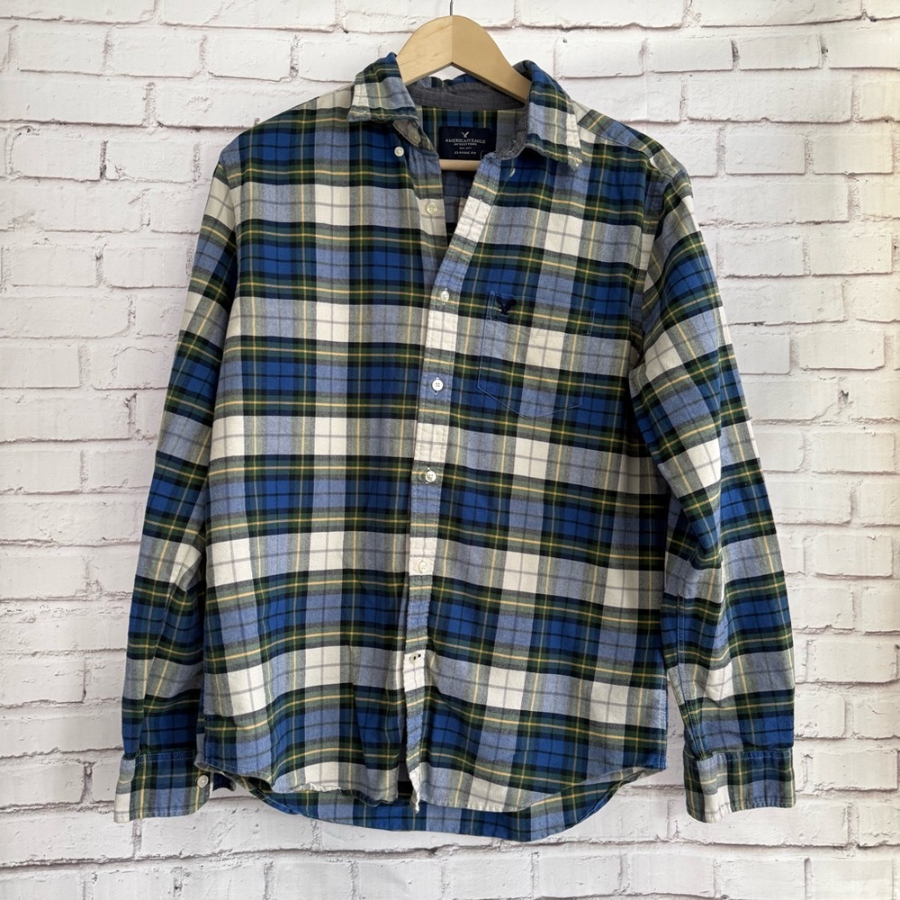 American‎ Eagle Outfitters Blue and Green Checkered Shirt